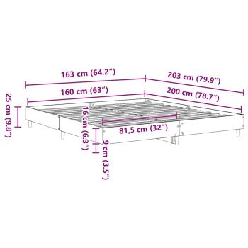 Bettgestell ohne Matratze Betongrau 160x200 cm Holzwerkstoff