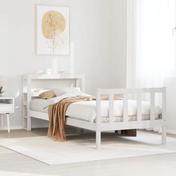ARDEBO.de - Massivholzbett ohne Matratze Weiß 75x190 cm Kiefernholz