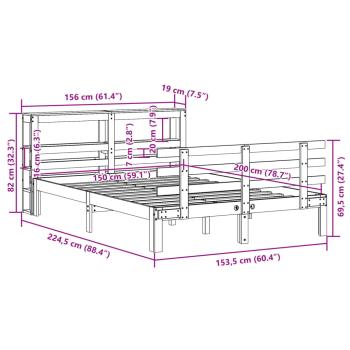 Bettgestell mit Kopfteil ohne Matratze Wachsbraun 150x200 cm