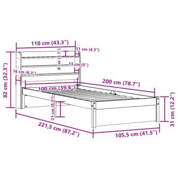 Bettgestell mit Kopfteil ohne Matratze 100x200 cm