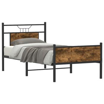 ARDEBO.de - Bettgestell ohne Matratze Räuchereiche 75x190 cm Holzwerkstoff
