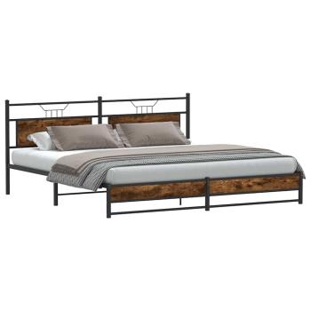 Metallbett ohne Matratze Räuchereiche 193x203 cm