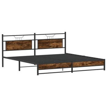 Metallbett ohne Matratze Räuchereiche 193x203 cm