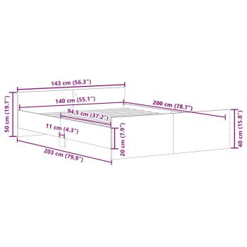 Bettgestell ohne Matratze Altholz-Optik 140x200cm Holzwerkstoff