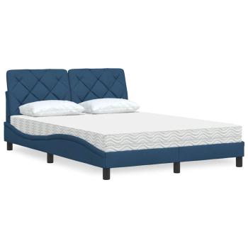 ARDEBO.de - Bett mit Matratze Blau 140x190 cm Stoff