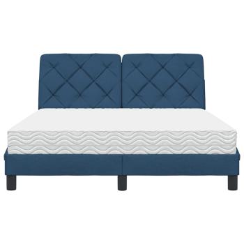 Bett mit Matratze Blau 140x190 cm Stoff
