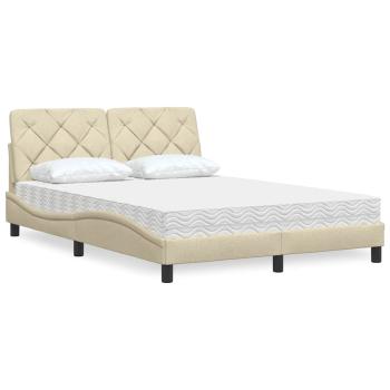ARDEBO.de - Bett mit Matratze Creme 140x190 cm Stoff