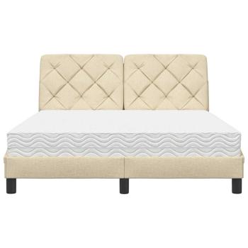 Bett mit Matratze Creme 140x190 cm Stoff