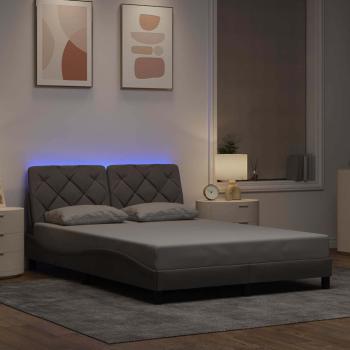 ARDEBO.de - Bettgestell mit LED ohne Matratze Taupe 140x190 cm Stoff