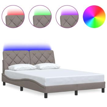 Bettgestell mit LED ohne Matratze Taupe 140x190 cm Stoff