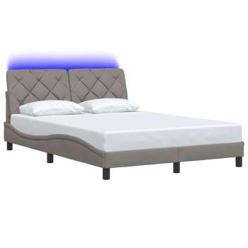 Bettgestell mit LED ohne Matratze Taupe 140x190 cm Stoff