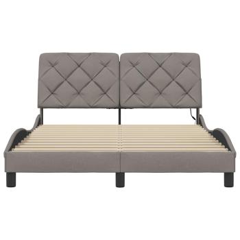Bettgestell mit LED ohne Matratze Taupe 140x190 cm Stoff
