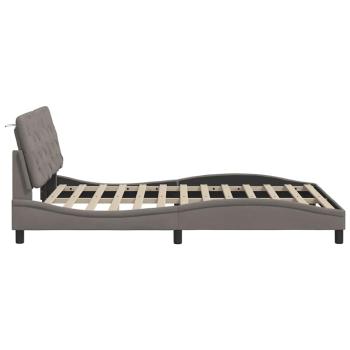Bettgestell mit LED ohne Matratze Taupe 140x190 cm Stoff