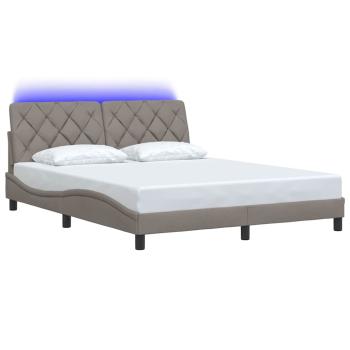 Bettgestell mit LED ohne Matratze Taupe 160x200 cm Stoff