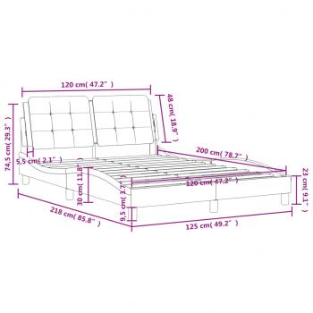 Bettgestell mit Kopfteil Cappuccino-Braun 120x200 cm Kunstleder