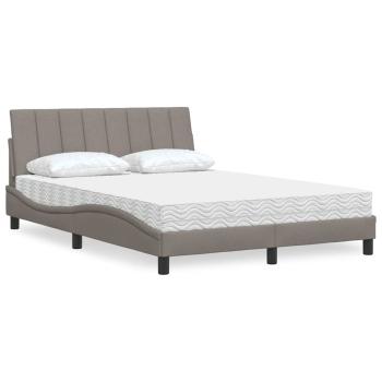 ARDEBO.de - Bett mit Matratze Taupe 140x190 cm Stoff