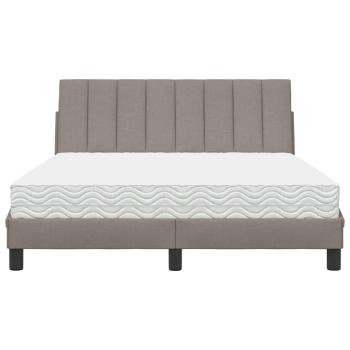 Bett mit Matratze Taupe 140x190 cm Stoff