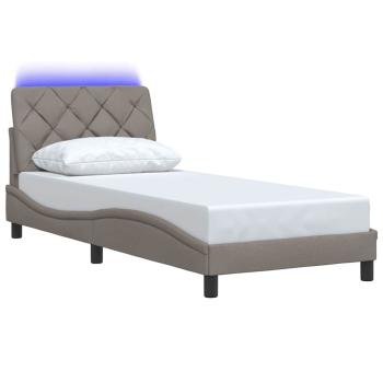 Bettgestell mit LED ohne Matratze Taupe 80x200 cm Stoff