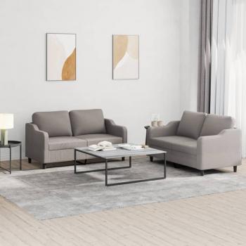 ARDEBO.de - 2-tlg. Sofagarnitur mit Kissen Taupe Stoff