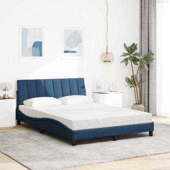 Bett mit Matratze Blau 140x190 cm Stoff