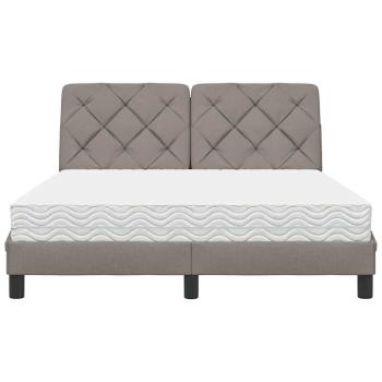 Bett mit Matratze Taupe 140x190 cm Stoff