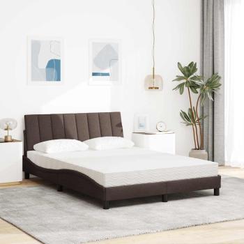 Bett mit Matratze Dunkelbraun 140x200 cm Stoff