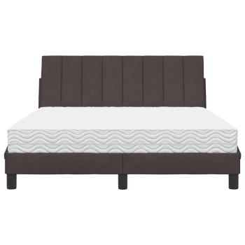 Bett mit Matratze Dunkelbraun 140x200 cm Stoff