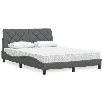 ARDEBO.de - Bett mit Matratze Dunkelgrau 120x200 cm Stoff