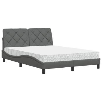 Bett mit Matratze Dunkelgrau 120x200 cm Stoff