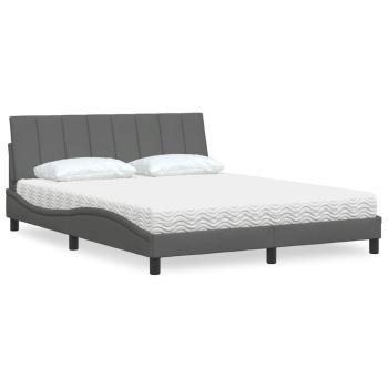 ARDEBO.de - Bett mit Matratze Dunkelgrau 160x200 cm Stoff