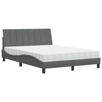 Bett mit Matratze Dunkelgrau 120x200 cm Stoff