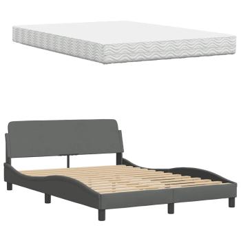 Bett mit Matratze Dunkelgrau 120x200 cm Stoff