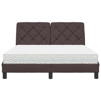 Bett mit Matratze Dunkelbraun 140x200 cm Stoff