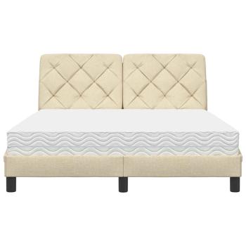 Bett mit Matratze Creme 140x200 cm Stoff
