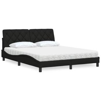 ARDEBO.de - Bett mit Matratze Schwarz 160x200 cm Stoff