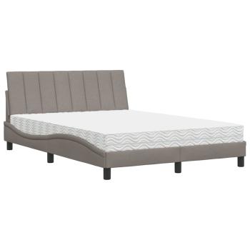 Bett mit Matratze Taupe 140x200 cm Stoff