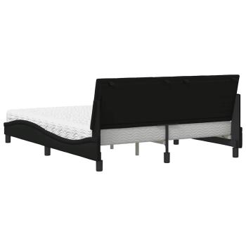 Bett mit Matratze Schwarz 160x200 cm Stoff