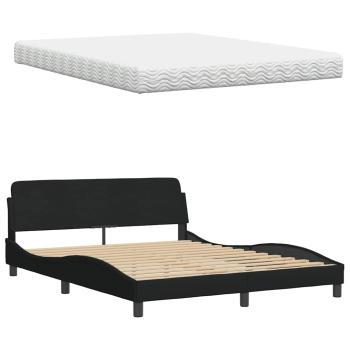 Bett mit Matratze Schwarz 160x200 cm Stoff