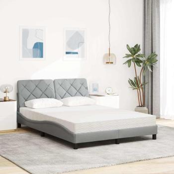 Bett mit Matratze Hellgrau 140x200 cm Stoff
