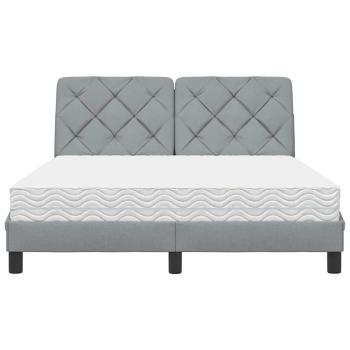 Bett mit Matratze Hellgrau 140x200 cm Stoff