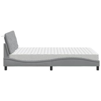 Bett mit Matratze Hellgrau 140x200 cm Stoff