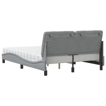 Bett mit Matratze Hellgrau 140x200 cm Stoff