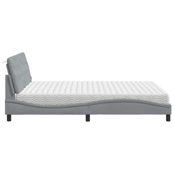 Bett mit Matratze Hellgrau 160x200 cm Stoff