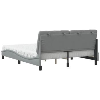 Bett mit Matratze Hellgrau 160x200 cm Stoff