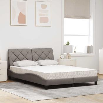 Bett mit Matratze Taupe 140x200 cm Stoff