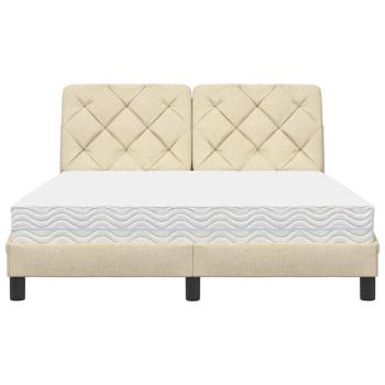 Bett mit Matratze Creme 120x200 cm Stoff