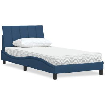 ARDEBO.de - Bett mit Matratze Blau 100x200 cm Stoff