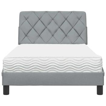 Bett mit Matratze Hellgrau 100x200 cm Stoff