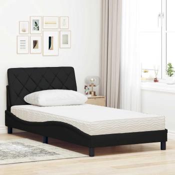 Bett mit Matratze Schwarz 100x200 cm Stoff