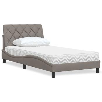 ARDEBO.de - Bett mit Matratze Taupe 100x200 cm Stoff
